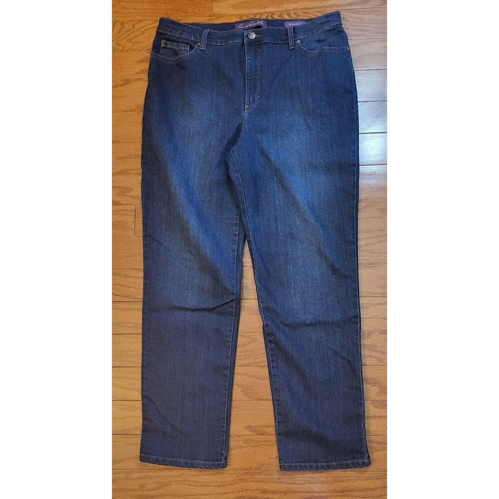 Gloria Vanderbilt 14 Amanda Classic Taper Dark Wash Stretch Denim JeansS